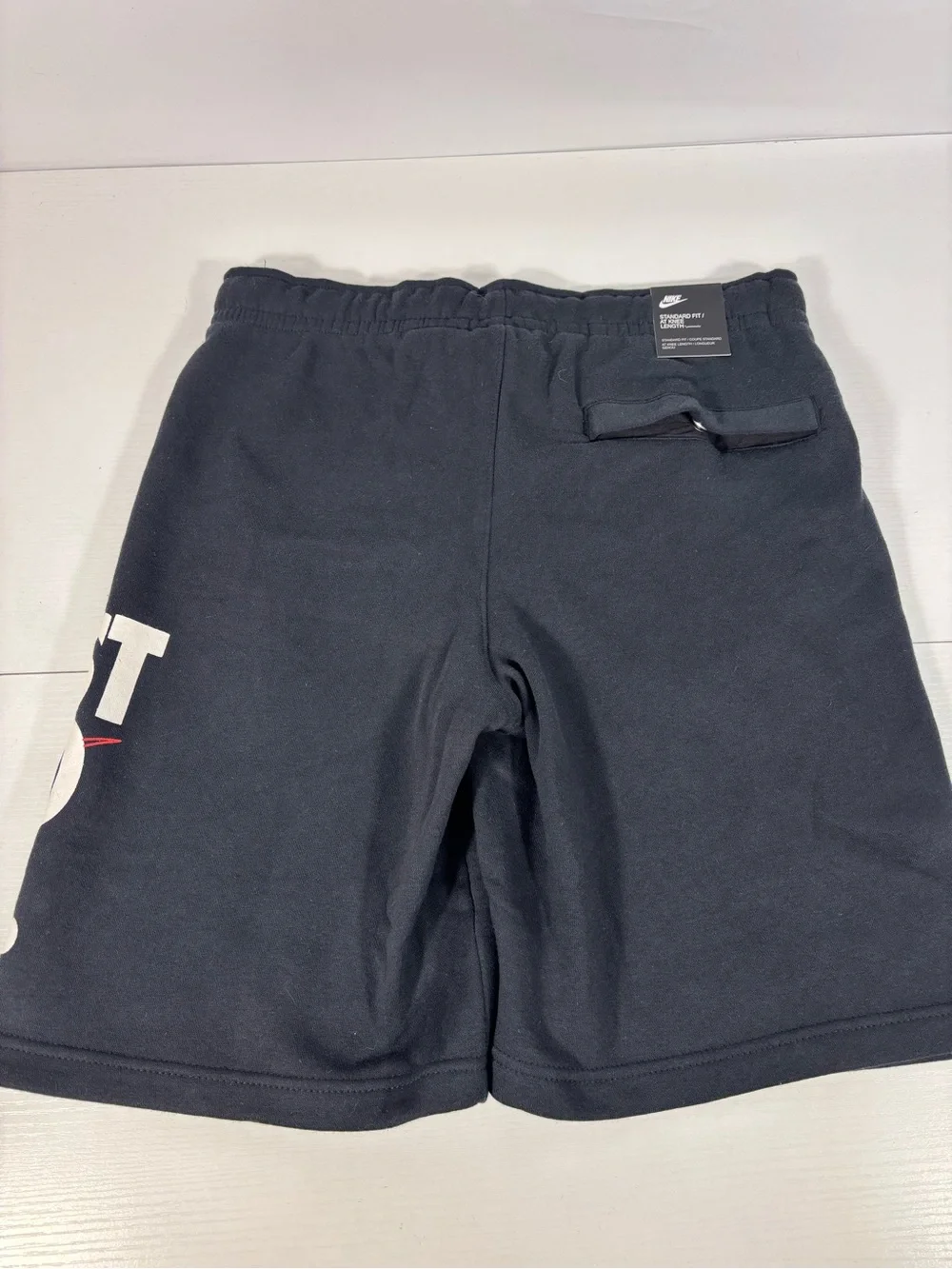 NWT Nike Just Do It Fleece Shorts Mens Black Swoosh Graphic Medium